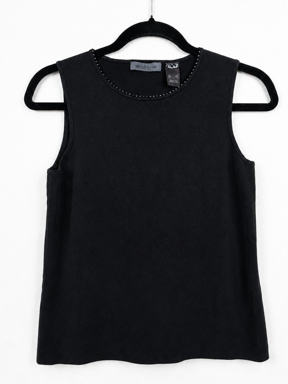 Liz Claiborne Y2K Black Silk Blend Beaded Tank Top S Minimalist Quiet Luxury